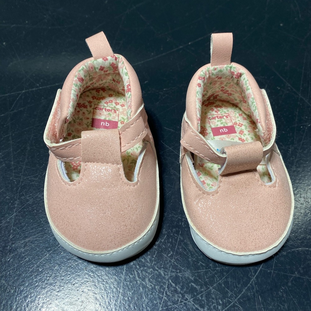 Carter's Baby Pink Floral-Lined Mary Jane Walker Shoes